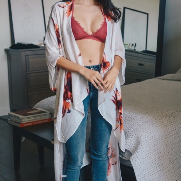 Floral Boho Kimono Printed Wrap Scarf Top - Picture 2 of 3